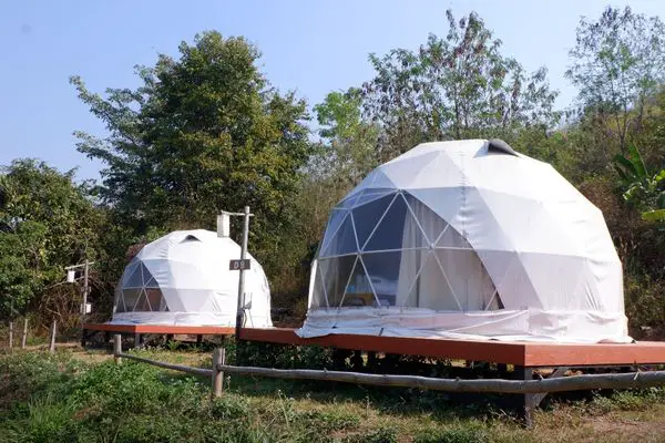Geodesic dome glamping accommodation